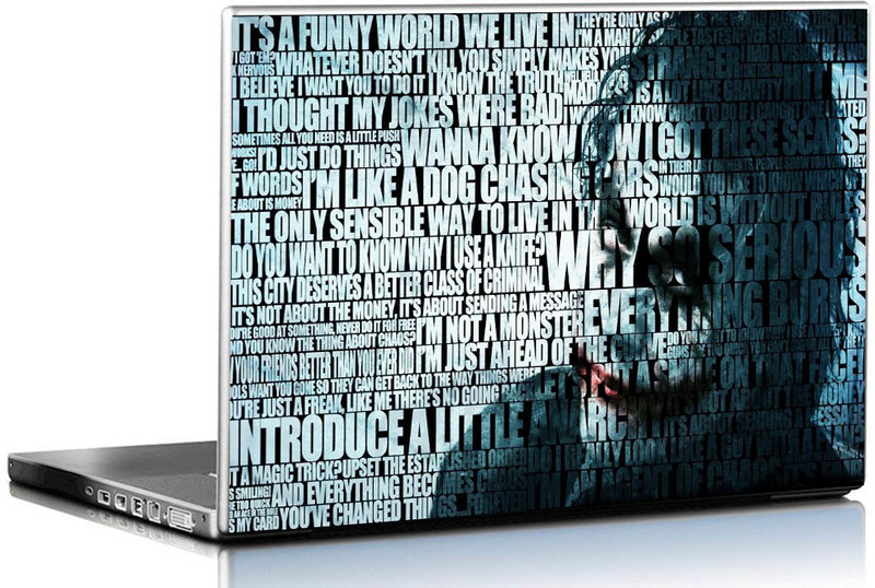 PIXELARTZ Laptop Skin - Dark Knight Joker Typographic - HD Quality Vinyl Laptop Skin Compatible for 15.6 inch(Theme: Typography)