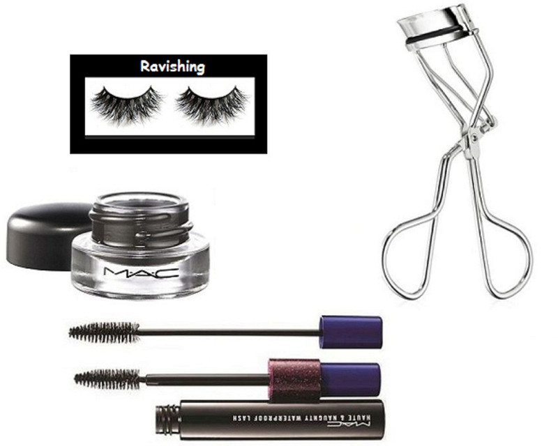 ravishing Eyelashes,Curler,Haute Naughty Mascara,Curler,Mac Waterproof Gel Eyeliner Fluidline(4 Items in the set)
