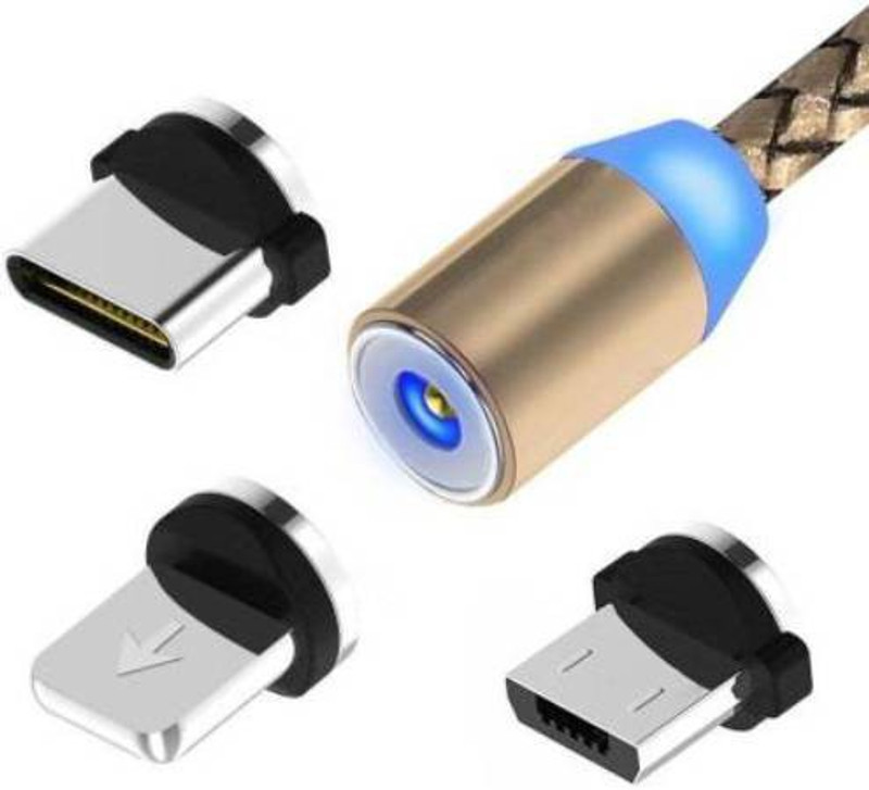 aneyev 3 in 1 Magnetic Charging Cable for Micro USB / Type C / 8-Pin 1 m Magnetic Charging Cable(Compatible with phone, Android Phone, USB Type C Phone, Multicolor, One Cable)