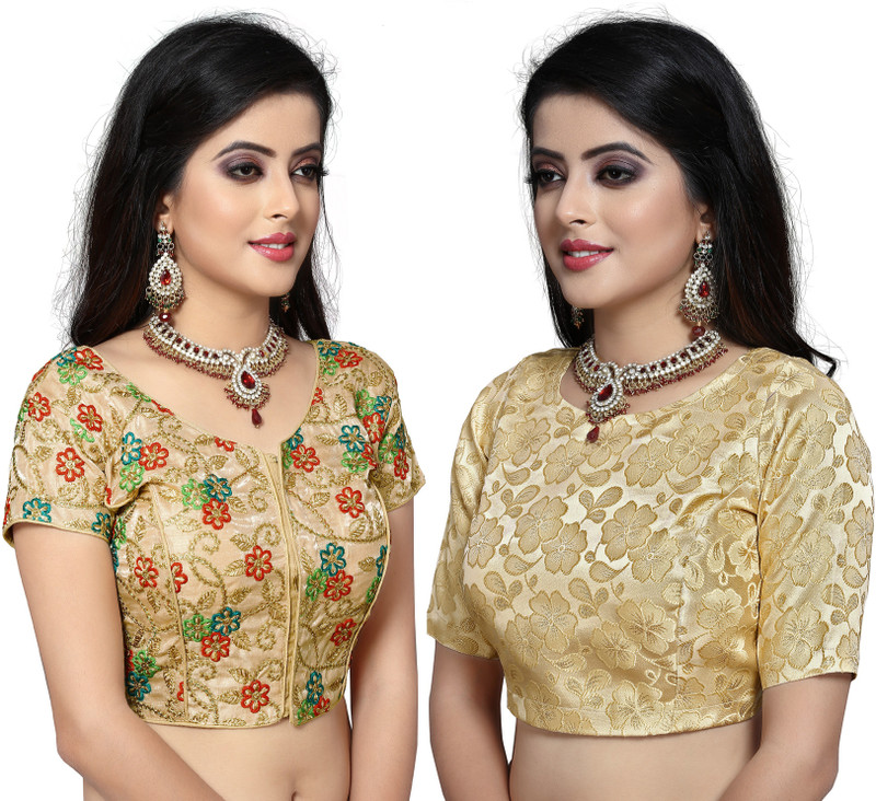 designer saree collection Brocade Embroidered Blouse Material(Unstitched)