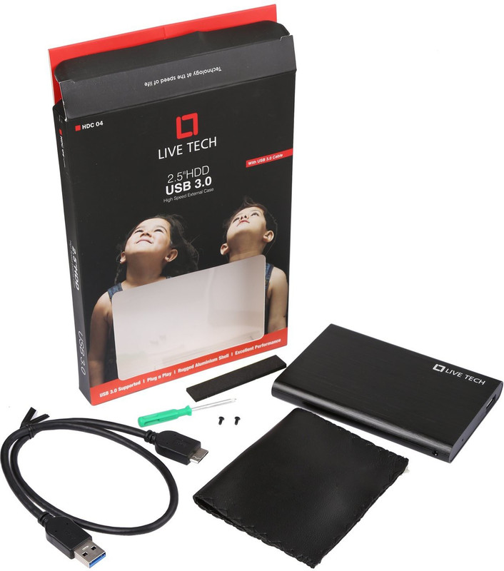 Live Tech 2.5 inch SATA to USB 3.0 External Hard Drive Case 2.5 inch External(For Laptop, Computer, Black)