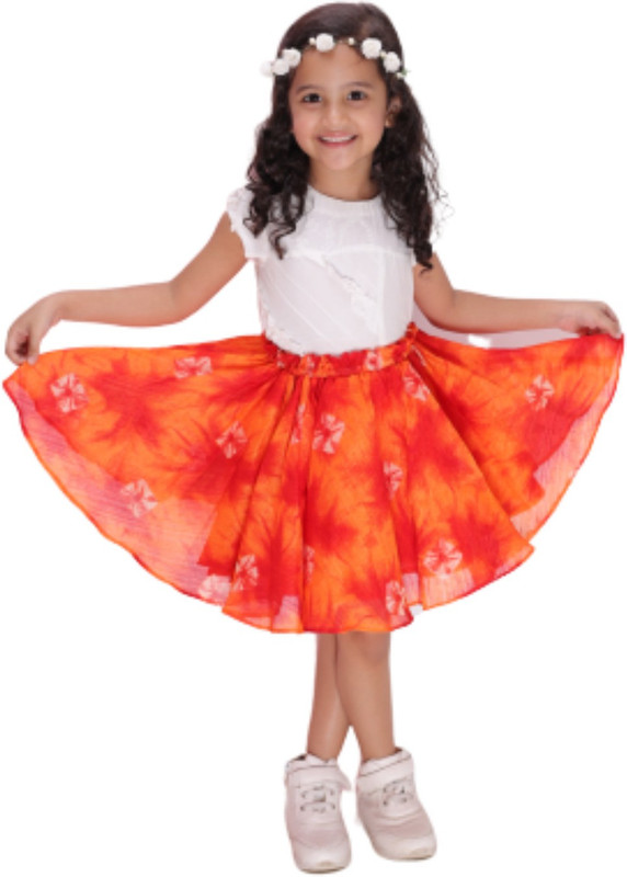 olesia Girls Casual Top Skirt(Orange)