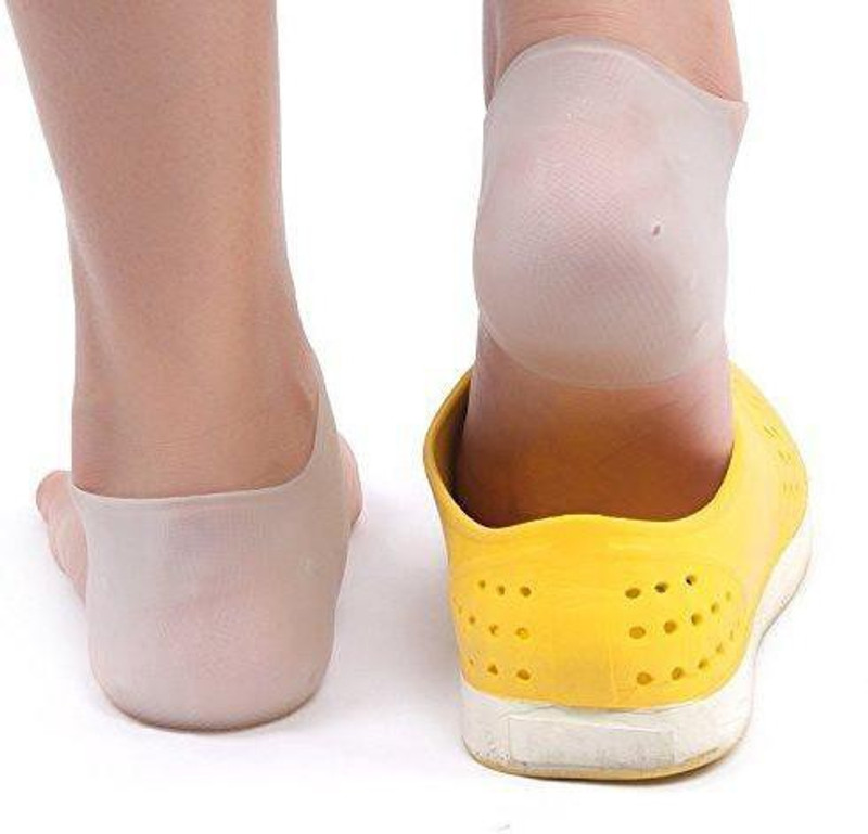 smile4u Men's and Women's Silicone Anti-Dry Soft Heel Crack Protective Sock Heel Support(White)