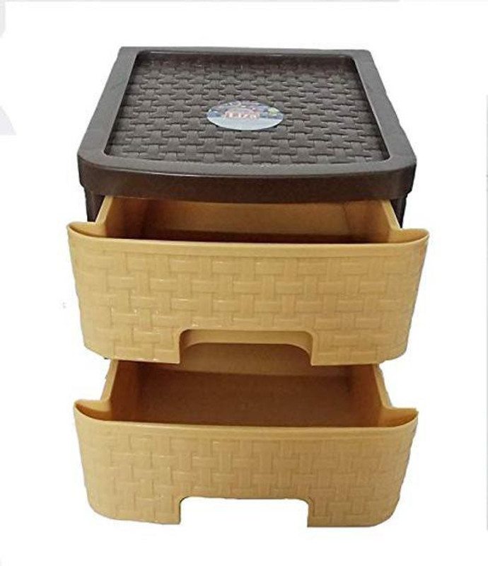 wistrunck 2 Compartments PLASTIC DESK ORGANISER DRAWER(Brown, Cream)
