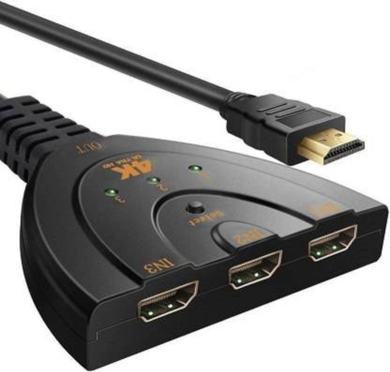 tabaret Best Collection HDMI 3 Port 4K HDMI Switch Splitter with Pigtail Media Streaming Device(BLAK)
