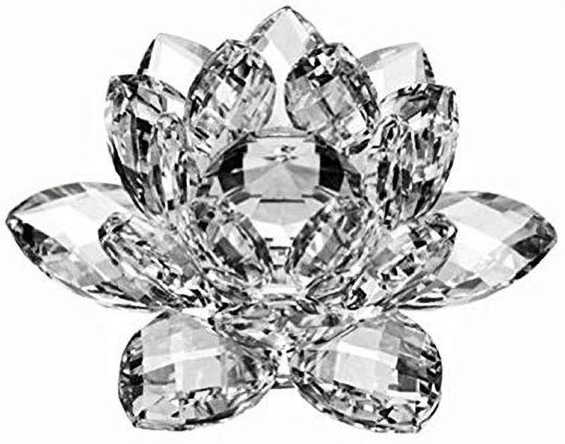 stupefying Fengshui Crystal Lotus Flower Showpiece Decorative Showpiece  -  7 cm(Glass, Clear)