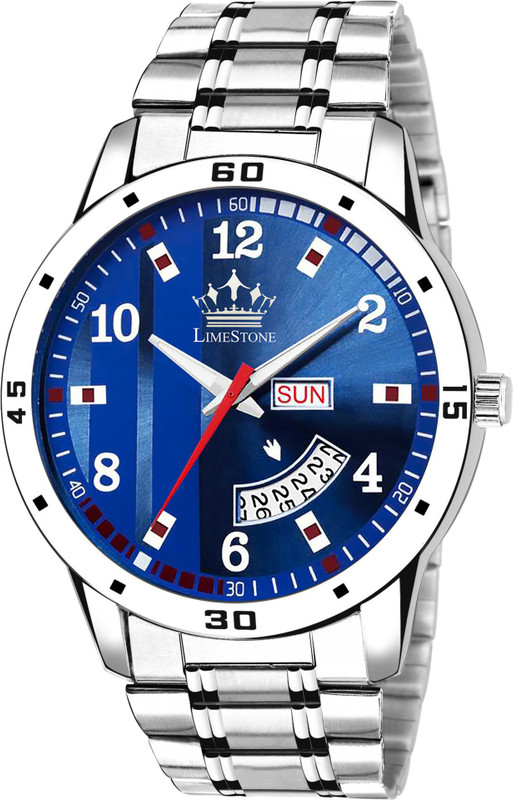 Limestone Ls2855 Day And Date Functioning Blue Dial Metal Strap