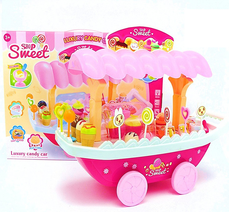 latest radhe Luxury Battery Operated Ice Cream Trolley Set for Kids Pretend Roll Play with Led Lights & Music