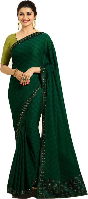 sulekha fab Embellished Fashion Poly Georgette, Chiffon Saree(Green)