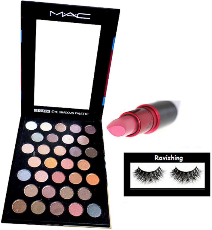 ravishing Eyelashes,Mac Makeup Professional 32 Shades Eyeshadow Palette,Lady Gaga Lipstick(3 Items in the set)