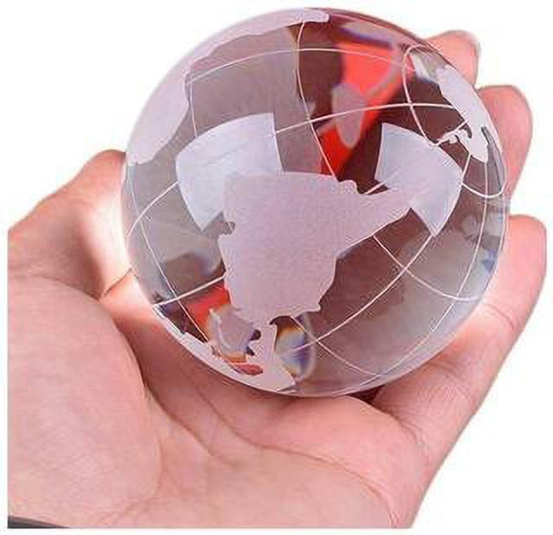 stupefying Crystal Globe Showpiece for Good Luck/Office Table Decor Desk & Table Globe World World Globe(Standard Transparent)