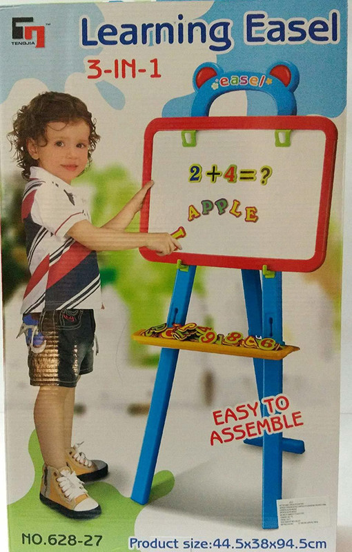 tiddlewink 3 in 1 Educational Magnetic White Chalk Board Learning Easel for Kids (84 Pieces)(Multicolor)