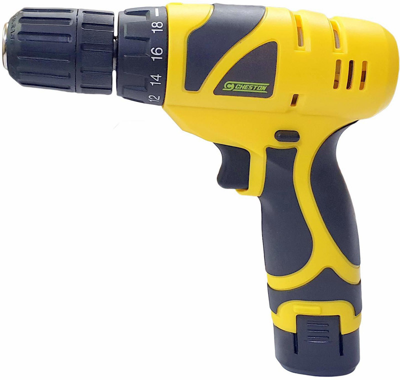 shoperszone Cordless Drill Screw Driver 10mm Keyless Chuck 12V with Batteries (Yellow) Pistol Grip Drill(15 mm Chuck Size)