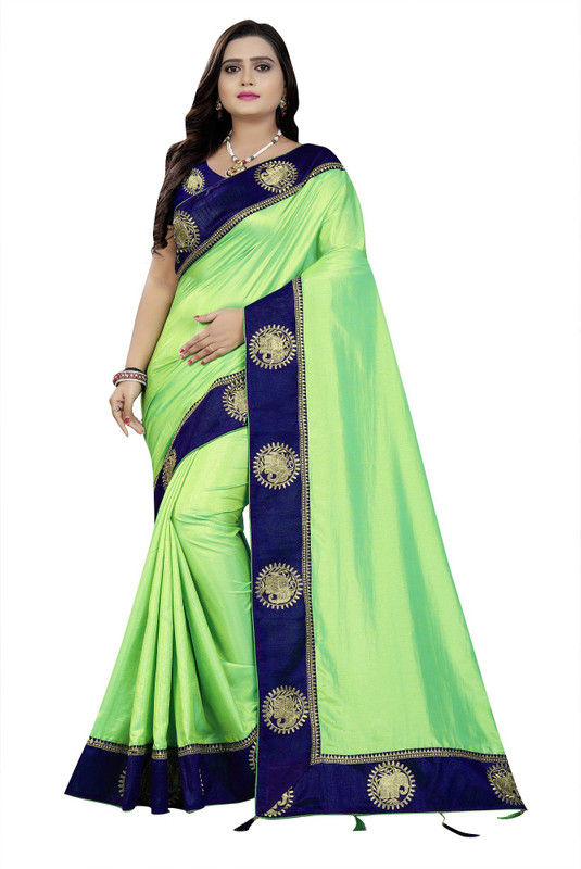 vedu creation Embroidered Bollywood Pure Silk Saree(Green)