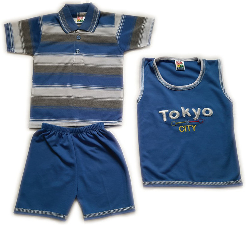preeti Baby Boys & Baby Girls Casual T-shirt Shorts(Blue)