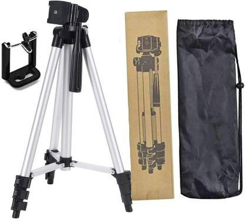 jbnn New Collection 3110-Tripod with Universal Holder Mount For mobiles Portable Adjustable Aluminum Lightweight Camera Stand, Professional Foldable Camera Tripod Holder Stand Three-Dimensional Head & Quick Release Plate 360 Degree Head Tripod Compatible with All Smartphones,Video Cameras,DSLR,Mobil