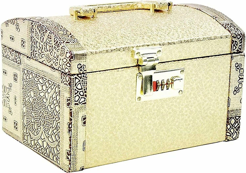 ethniccreations2 Universal Vanity Box Jewelry Bridal Storage Box with Lock Storage Vanity Box(Bronze)