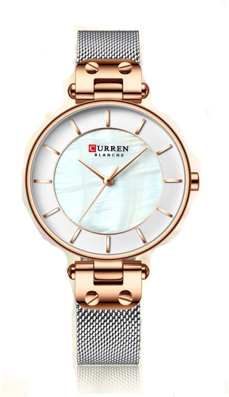 Curren CR-9056-Rose Gold White Analog Watch - For Girls