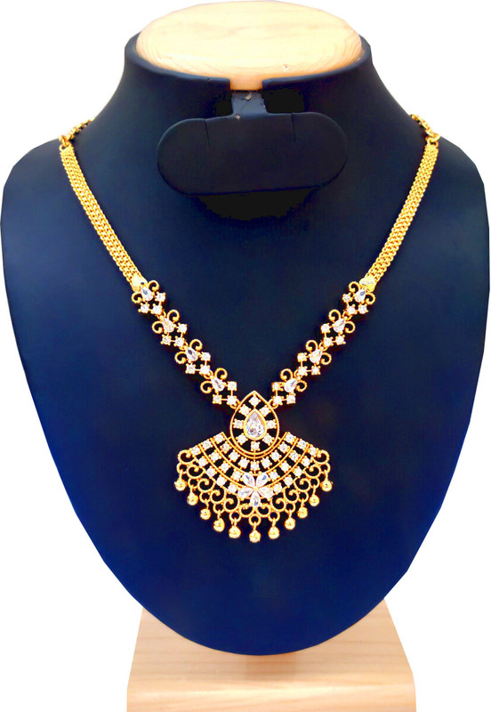 oh wow american diamond gold plated women necklace Ruby, Onyx, Diamond Gold-plated Plated Alloy, Copper Necklace