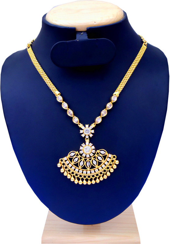 oh wow american diamond gold plated women necklace Ruby, Onyx, Diamond Gold-plated Plated Alloy, Copper Necklace