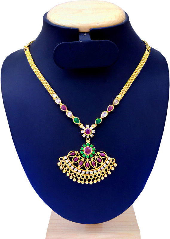 oh wow american diamond gold plated women necklace Ruby, Onyx, Diamond Gold-plated Plated Alloy, Copper Necklace
