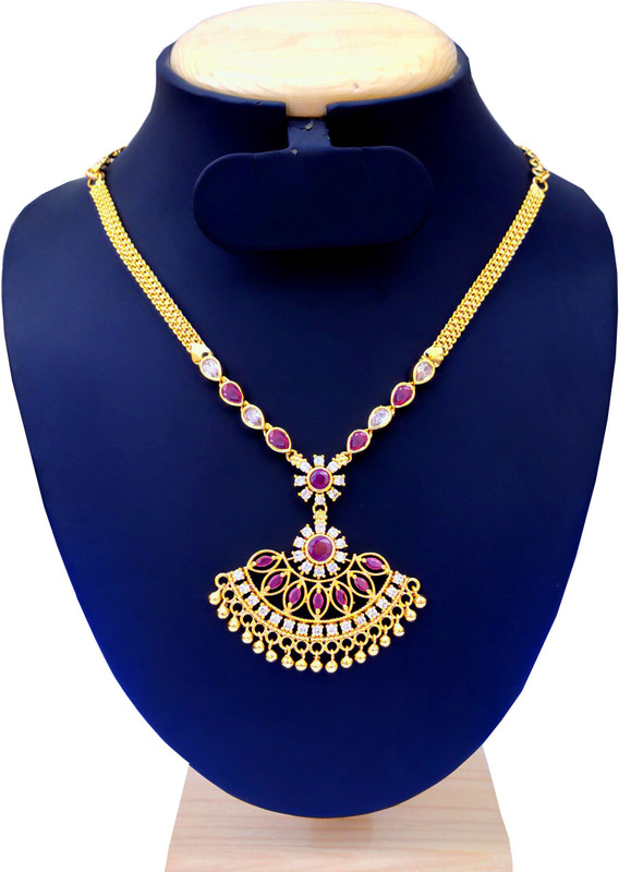 oh wow american diamond gold plated women necklace Ruby, Onyx, Diamond Gold-plated Plated Alloy, Copper Necklace
