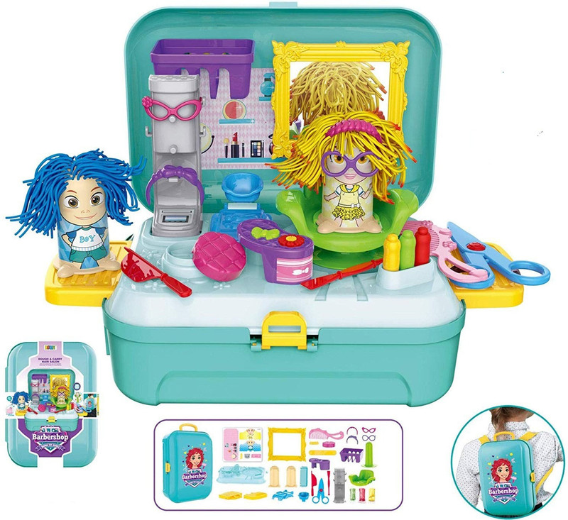 nilkhanth premium Play Dough Barbershop Play Set Kids Pretend Play Toy Kit with Dough and Molds in a Portable Suitcase