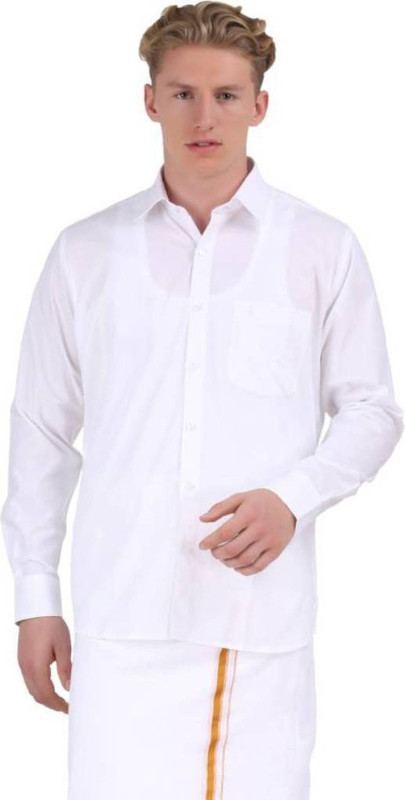 viveaga Men Solid Formal White Shirt