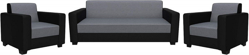 gnanitha Fabric 3 + 1 + 1 grey and black Sofa Set