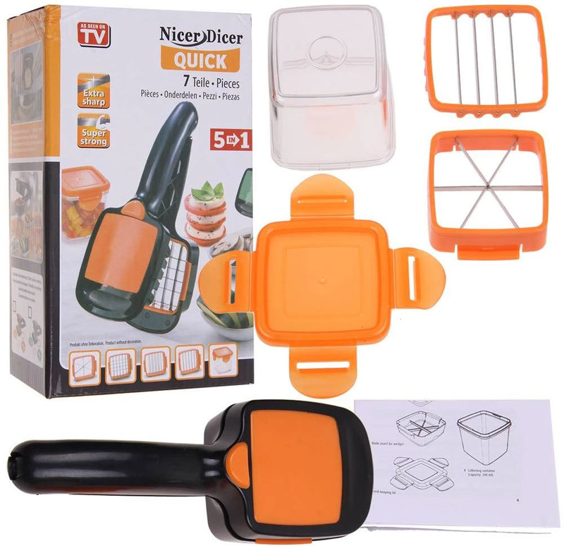 tabaret 5 in 1 Multifunctional Food Fruit Vegetable Cutter Slicer Chopper Nicer Dicer Vegetable & Fruit Grater & Slicer(1 NICER DICER)