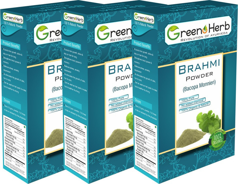 greenoherb Organic Brahmi Powder (Bacopa Monnieri) Pack Of 3(300 g)