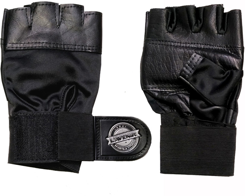 L'AVENIR FITNESS Wrist Loop, Padded & Comfortable Premium Leather Gym & Fitness Gloves(Grey)