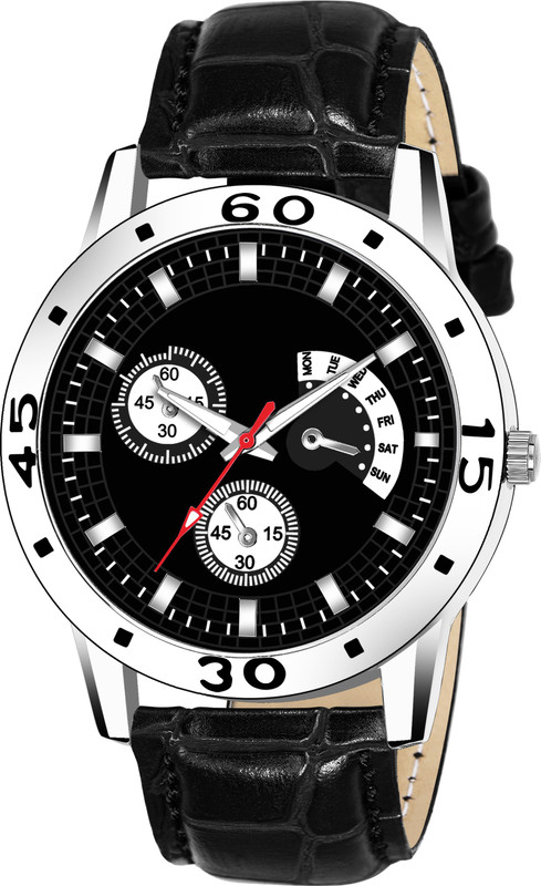 just like New Style All black Analog leather Belt watch for Boy Watch For Men Stylish Attractive Chronograph Pattern Combo pack-2 Boys Watch Combo pack 2 Watch - For men Analog Watch  - For Men