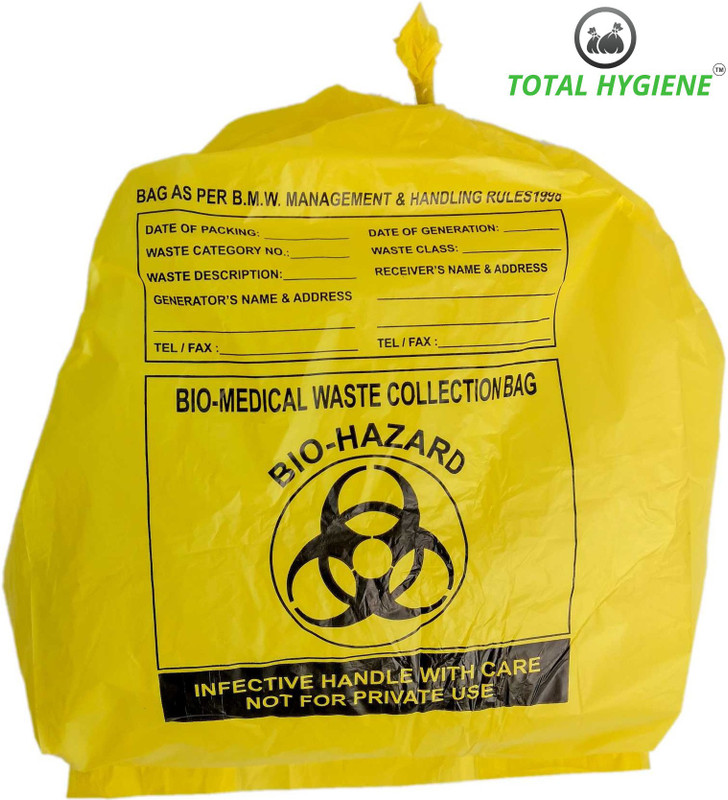 total hygiene YELLOW Color Bio Waste Virgin Garbage Bag Printed Medium 25-30 l L Garbage Bag(100 Bags)