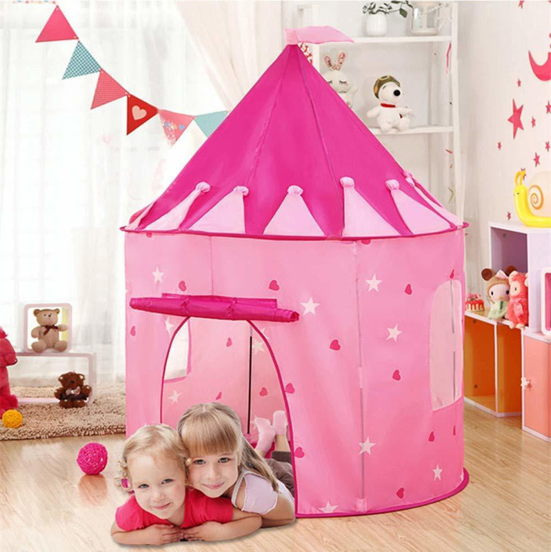 manvi  Princess Castle Pink Play Tent, Kids Playhouse with Glow in The Dark Stars Indoor & Outdoor Use with Carrying Case for Girls(Pink)