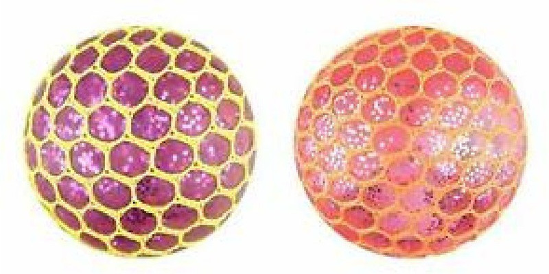 DEZIINE Mesh Squishy Ball Squeeze Grape Ball Relieve Pressure Ball with Glitter  - 10 cm(Multicolor)