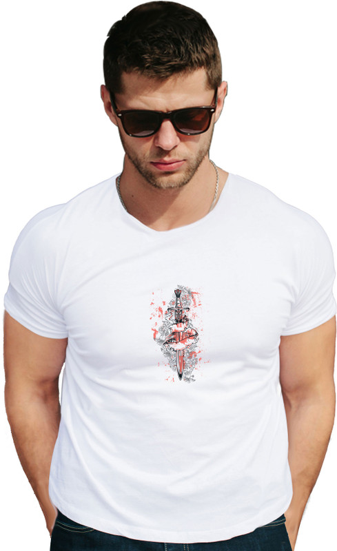osw fabrics Printed Men & Women Round Neck White T-Shirt