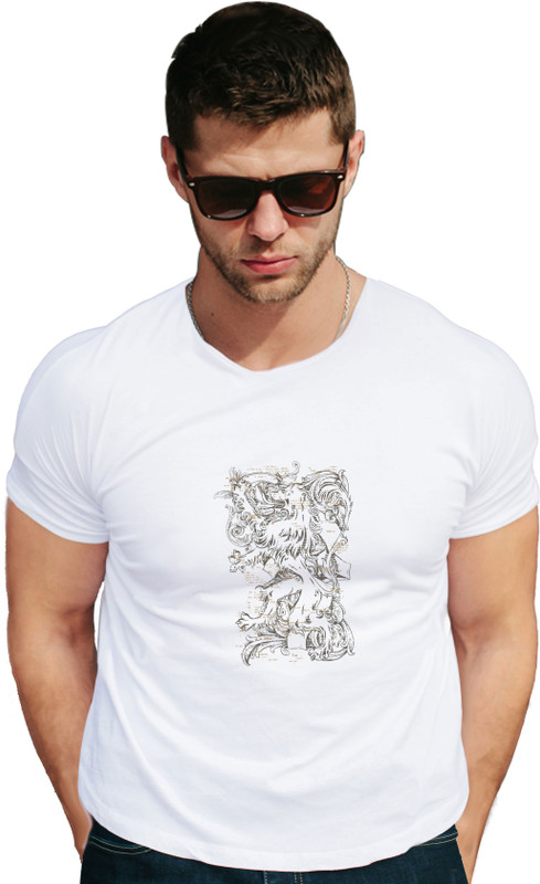 osw fabrics Printed Men & Women Round Neck White T-Shirt