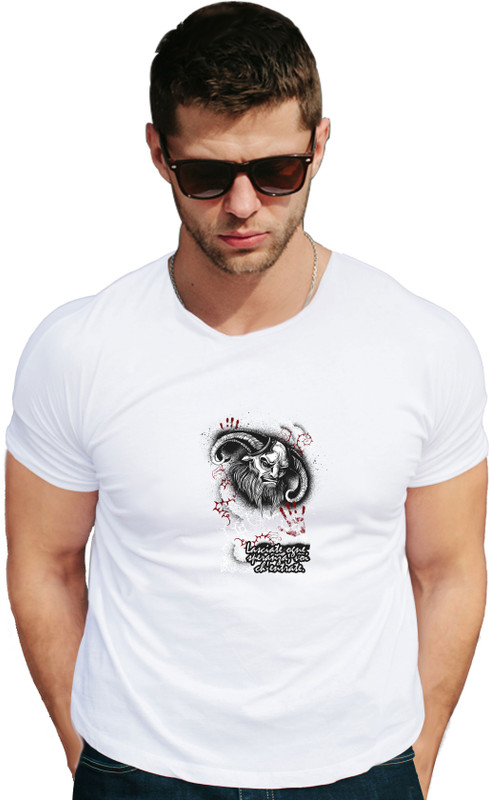 osw fabrics Printed Men & Women Round Neck White T-Shirt