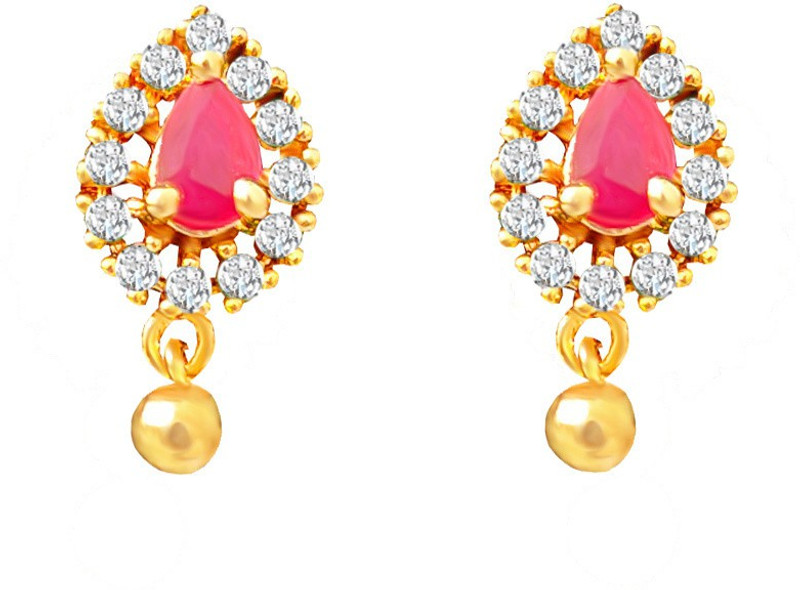 oh wow american diamond gold plated women earrings Diamond, Ruby Copper Drops & Danglers