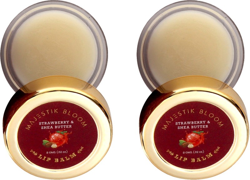 Majestik Bloom Strawberry & Shea Butter Lip Balm, (8g X 2) Strawberry(Pack...
