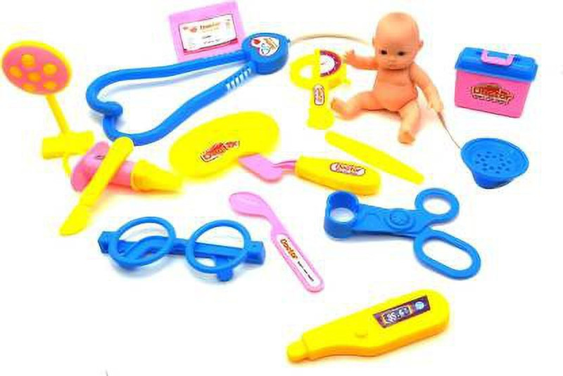manvi 12 PCS Pretend Play Medical Equipment Doctor Play Set Toy with Baby Doll