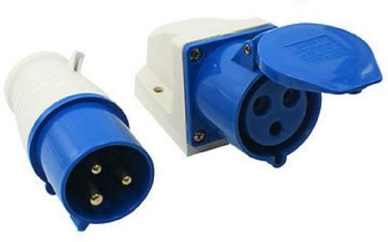 brow Industrial Plug and Socket 16 A x 3 Pin 220V Weatherproof IP44 plug socket Wire Connector(Blue, Pack of 2)