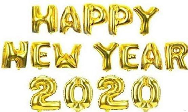 gorgeous moment Solid Happy New Year Foil Letters Balloon Banner with 2020 Foil Balloon New Year Eve Party Christmas Xmas Party Decoration Balloon(Gold, Pack of 16)
