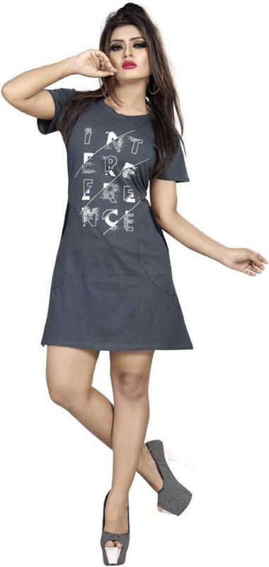 patel enterprise Women T Shirt Grey Dress