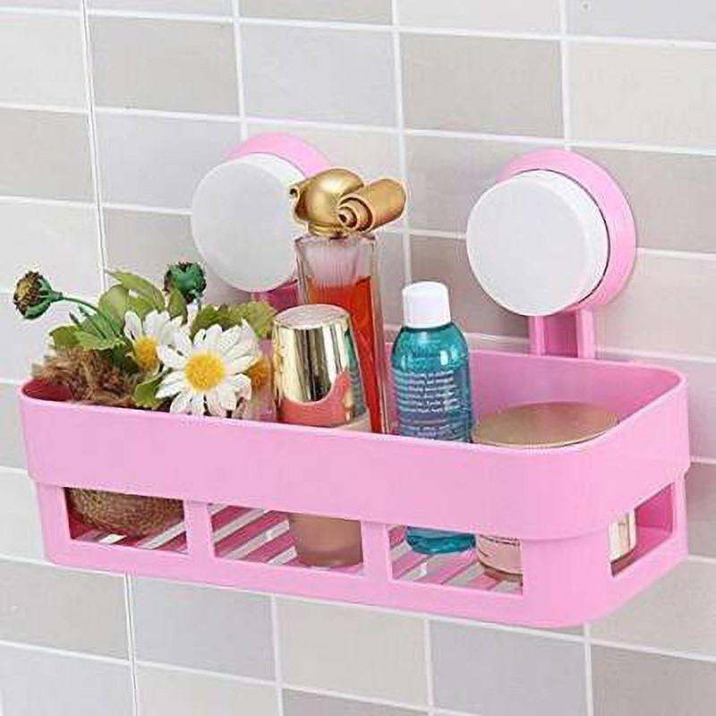 gopinathji Suction Shelf,Plastic Suction Cup Bathroom Kitchen Corner Storage Rack Organizer Shower Shelf(Multi Color) Plastic Wall Shelf (Number of Shelves - 1) Plastic Wall Shelf(Number of Shelves - 1, Pink)