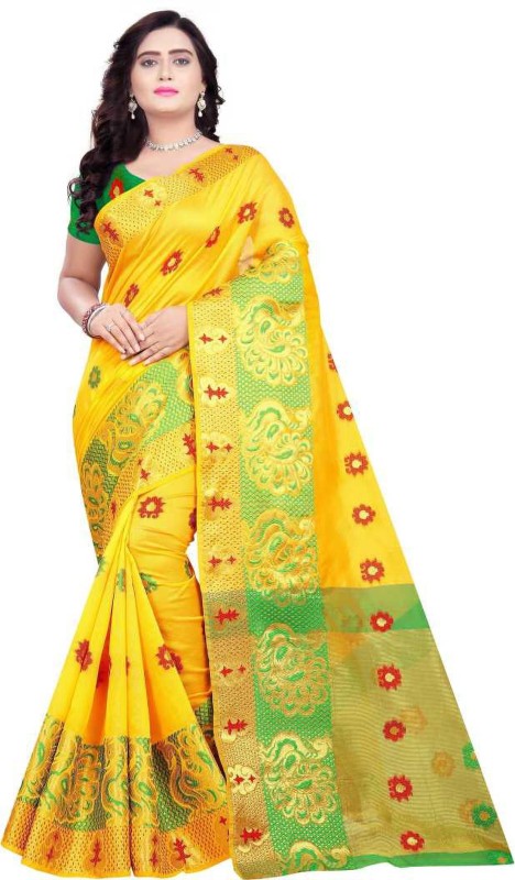 EJOTY FASHION Self Design Banarasi Silk Blend, Cotton Blend, Jacquard, Pure Cotton,...