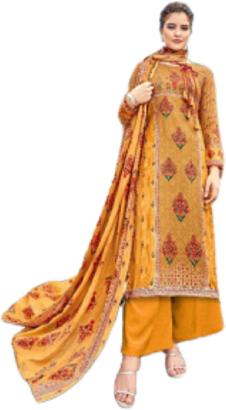 D.S.FABRICS Pashmina Printed Salwar Suit Material(Unstitched)