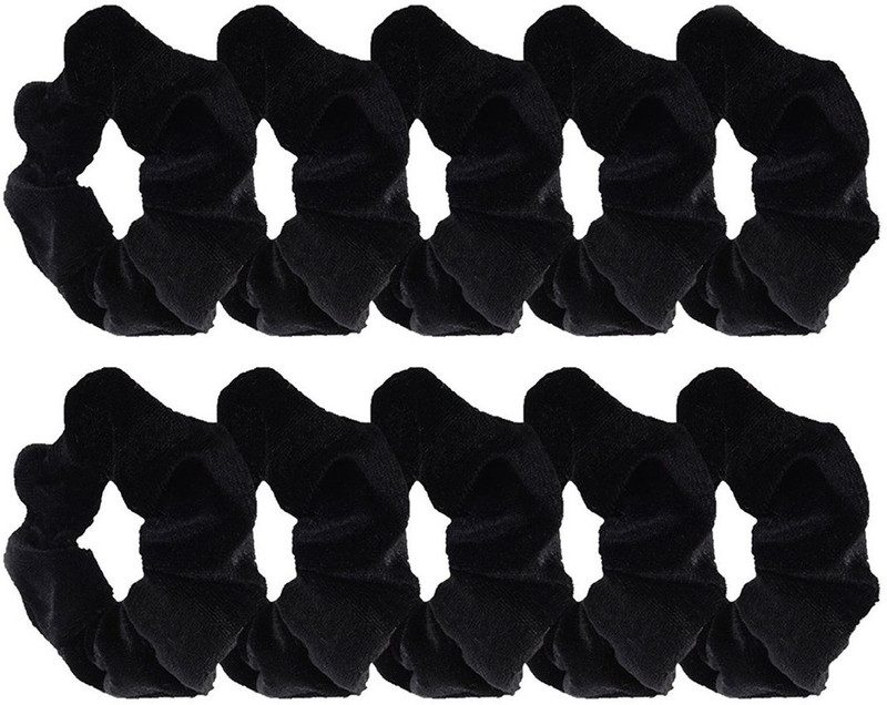 sg fashions Pack of 10 Black Velvet hair bands Hair scrunchies for women and girls Hair Band(Black)