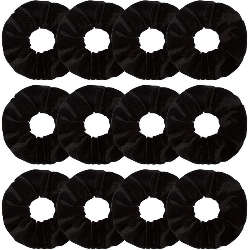 sg fashions Pack of 12 Black Velvet hair bands Hair scrunchies for women and girls Hair Band(Black)